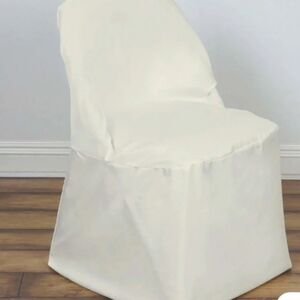 Set of 16 Ivory Banquet Chair Covers – New, Polyester, Slip-On